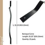 32-1/4 Inches Heavy Duty Baroque Curve Facemount Iron Balusters with Screws (25-Pack)