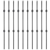 Double Knuckle 1/2 Inches Square Iron Stair Balusters, 44 Inches 10-Pack (Satin Black)