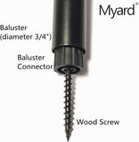 Myard Baluster Connectors with Screws for Deck Handrail Railing Fencing (Qty 100 for 50 Balusters, Round Stair Connectors)