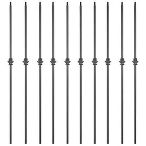 Single Knuckle 1/2 Inches Square Iron Stair Balusters, 44 Inches 10-Pack (Satin Black)