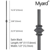 Single Knuckle 1/2 Inches Square Iron Stair Balusters, 44 Inches 10-Pack (Satin Black)