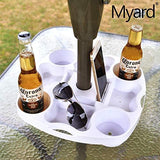 MP UTD13 Umbrella Table Tray 15 Inches for Beach, Patio, Garden, Swimming Pool with 4 Drink Holder, 4 Snack Compartments, 4 Sunglasses Holes, 4 Phone Slots (White)