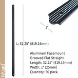 32-1/4 Inches Straight Flat Facemount Grooved Aluminum Balusters with Screws (50-Pack)
