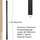 38 Inches Rectangle Facemount Grooved Aluminum Balusters with Screws (50-Pack)